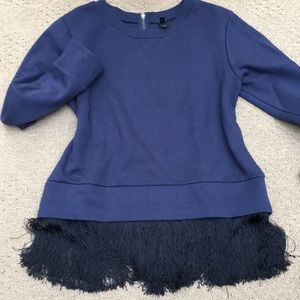 J.Crew Blue Sweater with fun fringe!
